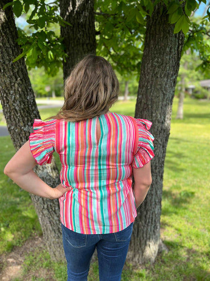 Colors of Spring Smock Sleeve blouse - Finely Dressed Boutique 