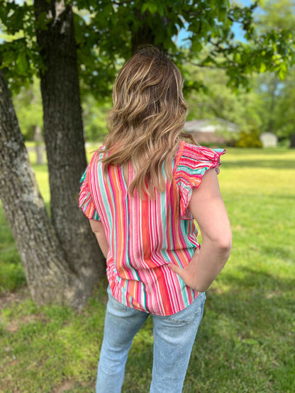 Colors of Spring Smock Sleeve blouse - Finely Dressed Boutique 