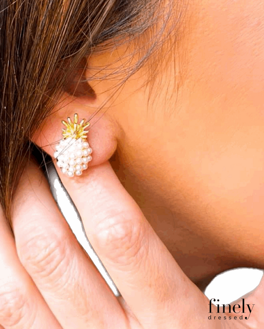 Pineapple Pearl Studs - Finely Dressed Boutique 