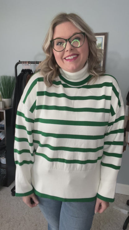 Striped Loose Fit Side Open Sweater